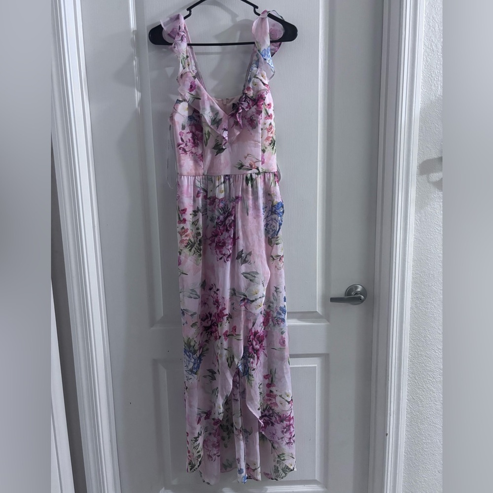 Guess Floral Print Dress with Ruffle Accents